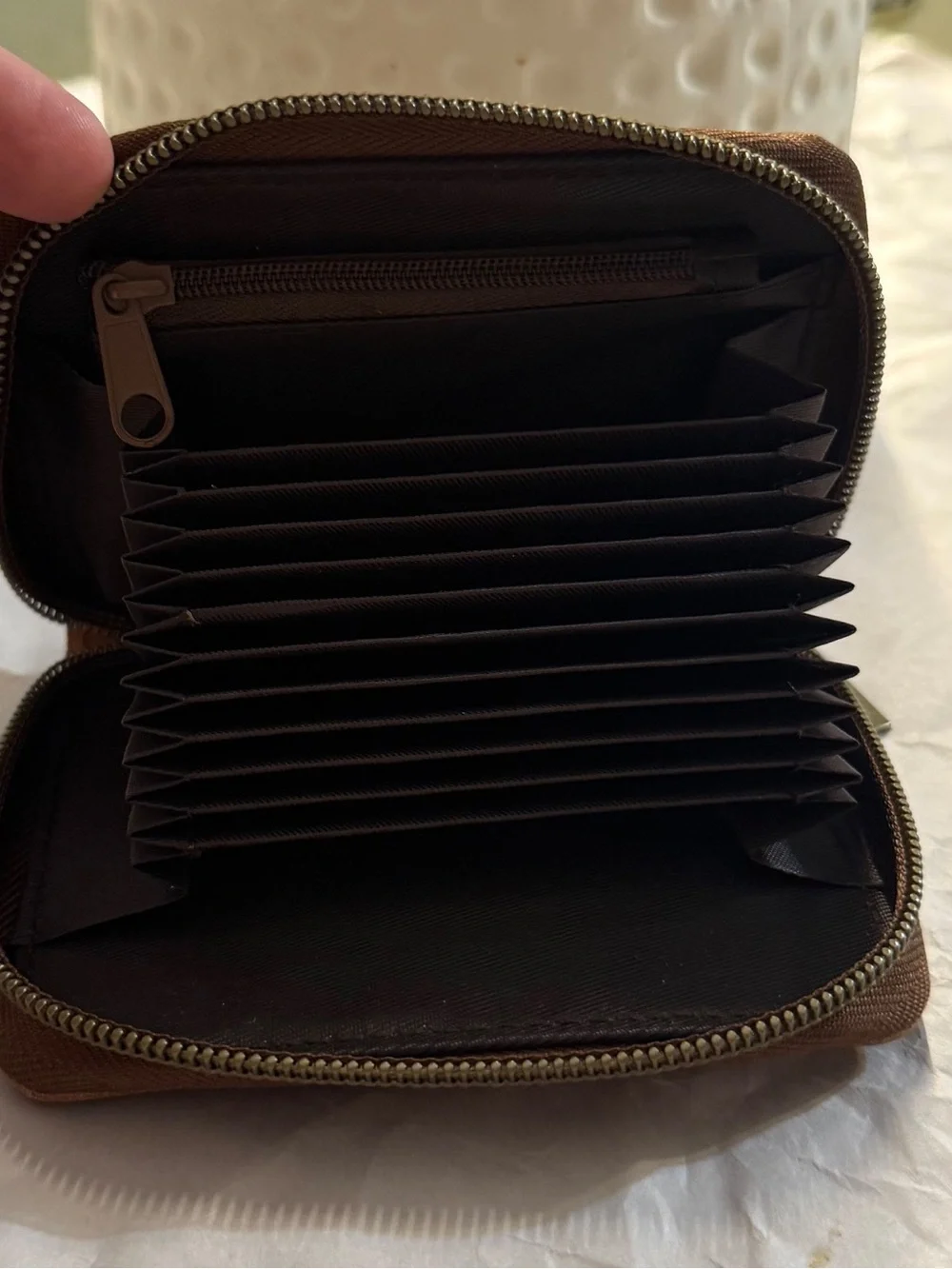 Brown Leather Zip Wallet for Men